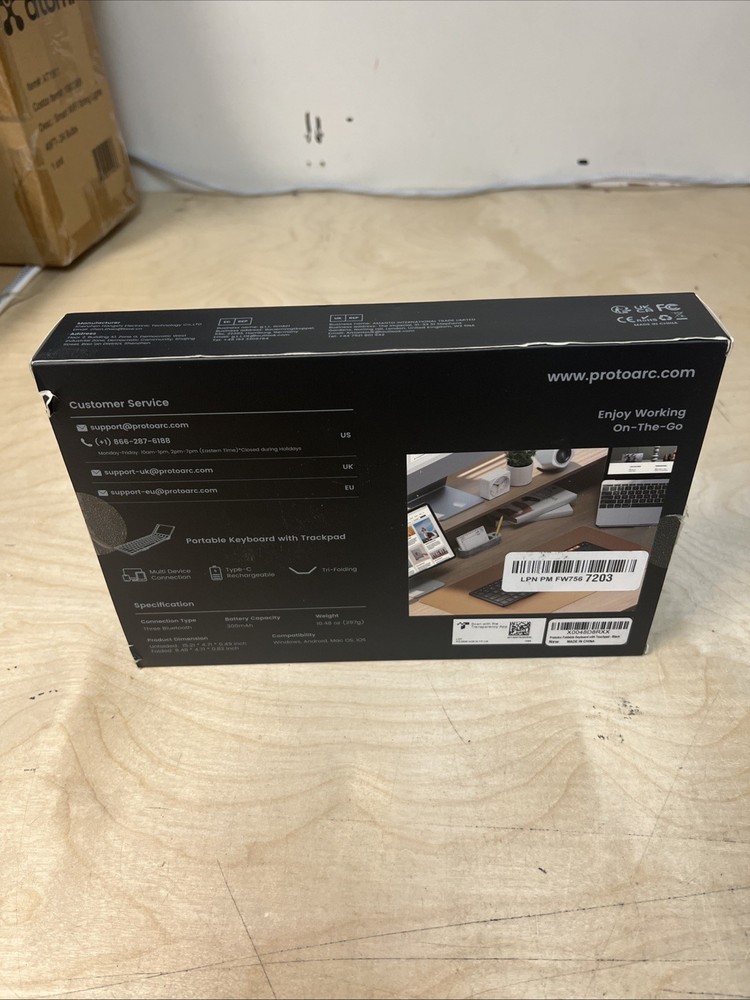 ProtoArc XK01 TP Foldable Keyboard Bluetooth Touchpad Open Box MISSING CABLE