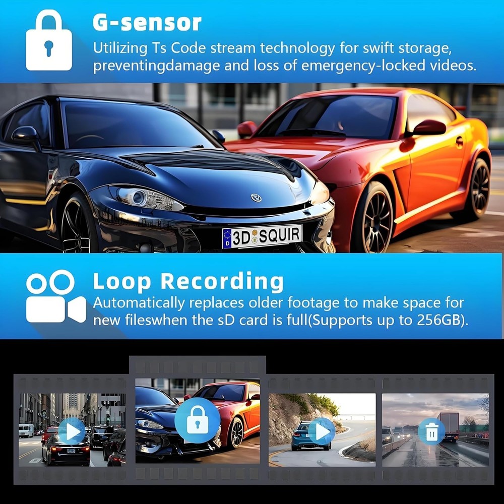 Comprehensive 4K Dash Cam Solution for Cars - Loop Recording & Easy Installation
