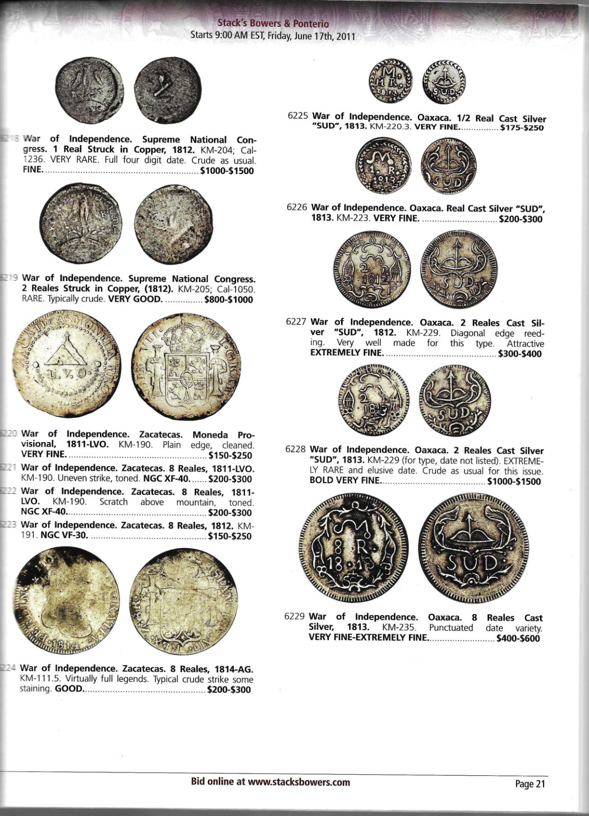 EXTENSIVE MEXICAN COINAGE IN THIS CATALOG
