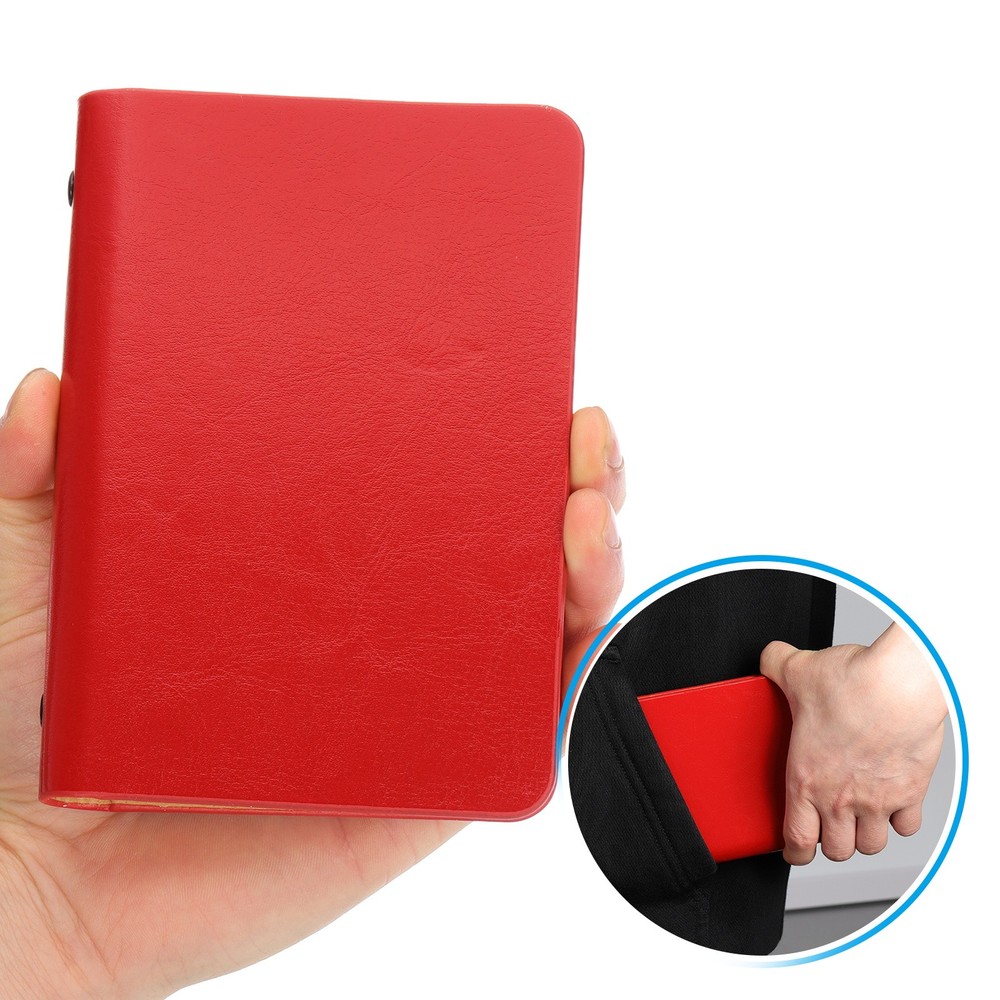 6 Ring Binder Cover 2 Pack A7 Notebook Binder 50 Sheets Line Paper, Red