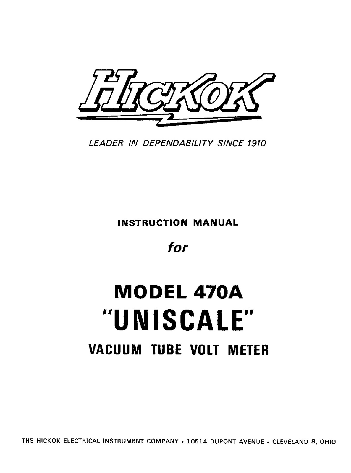 Hickok 470A UNISCALE VTVM Instruction Manual