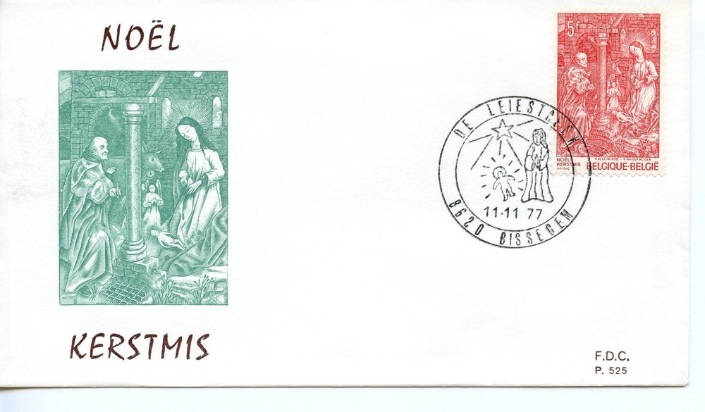 BELGIUM 1977 Christmas Stamp  FDC2532
