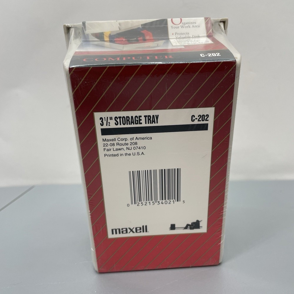 Vintage Maxell Computer Floppy Disk 40 3.5” Diskette Storage Organizer Tray Box