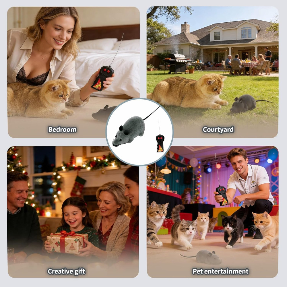 Remote Control Mouse Cat Toy, Realistic RC Interactive Pet Toy with Wireless Con