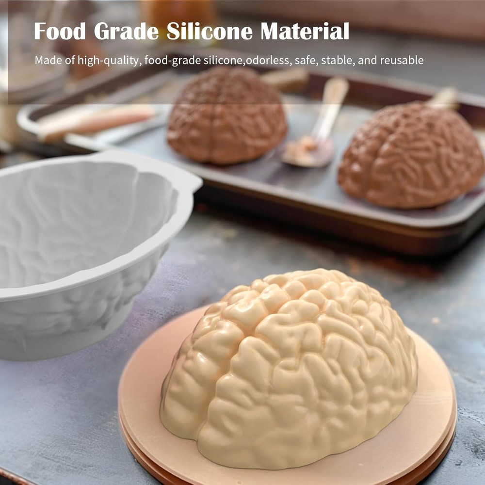 Silicone Brain Mold - White Realistic Human Skull Ice Cube