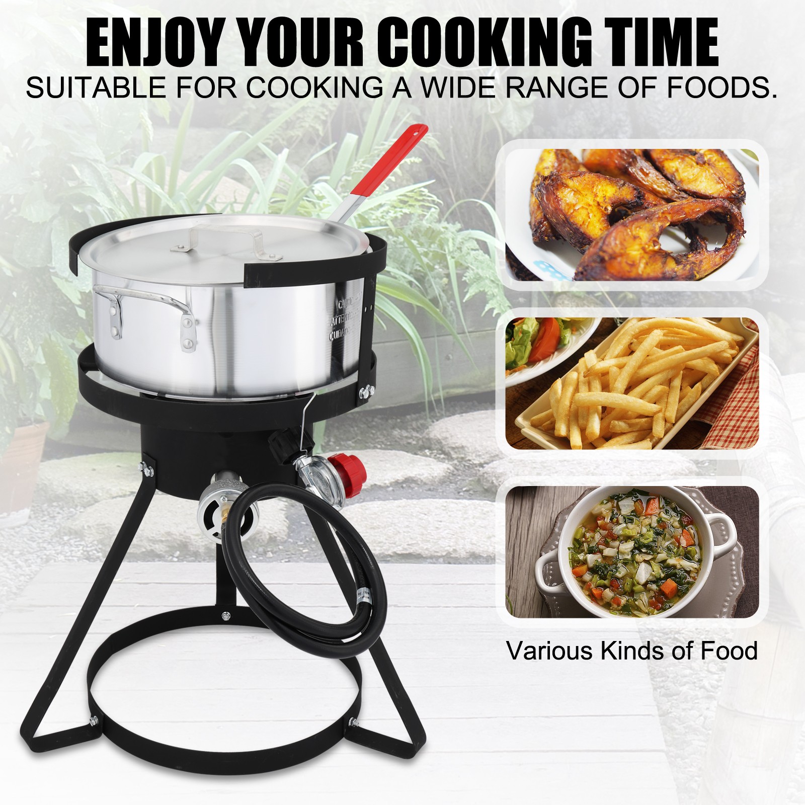 Outdoor Propane Deep Fryer with 10Qt Fryer Pot Strainer Basket Aluminum Pot