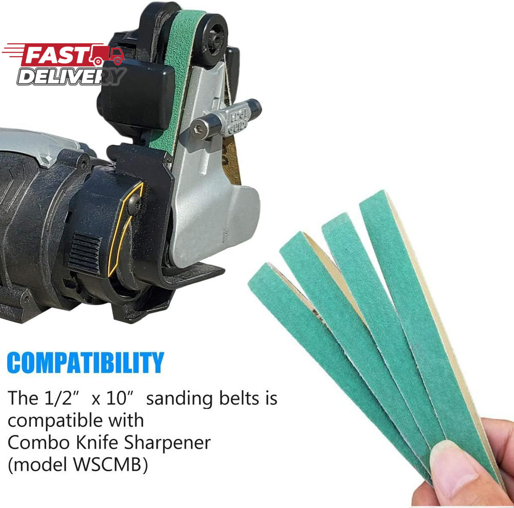 24 Pack 1/2" X 10" Replacement Knife Sharpener Sander Belt Kit for Work Sharp WS