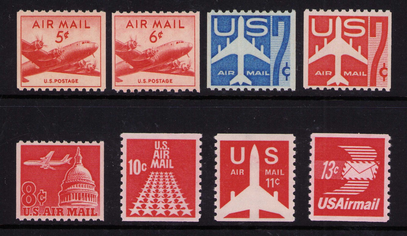 Coil C37 C41 C52 C61 C65 C73 C82 C83 Complete all 8 US Airmail Coils set VF MNH