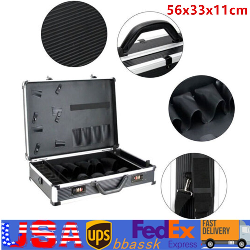 Barber Stylist Suitcase + Code Lock Barber Tool Carrying Case Organizer Black US