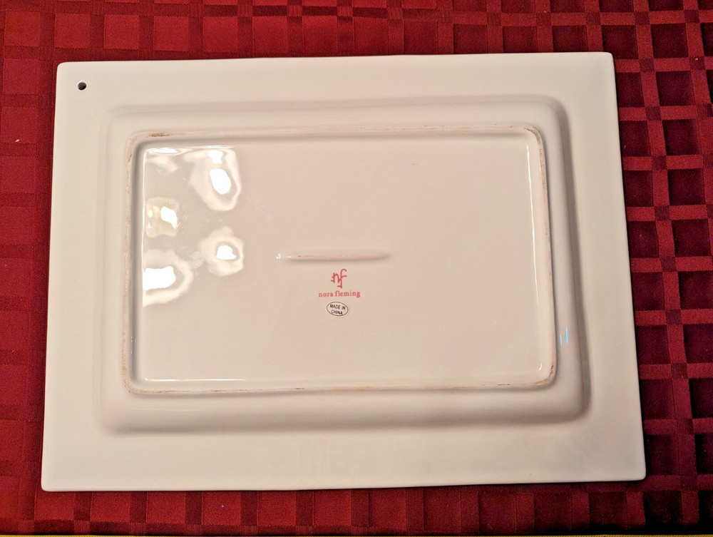 Nora Fleming LARGE RECTANGULAR PLATTER Serving Dish Pearl Dot White 15" x 11"