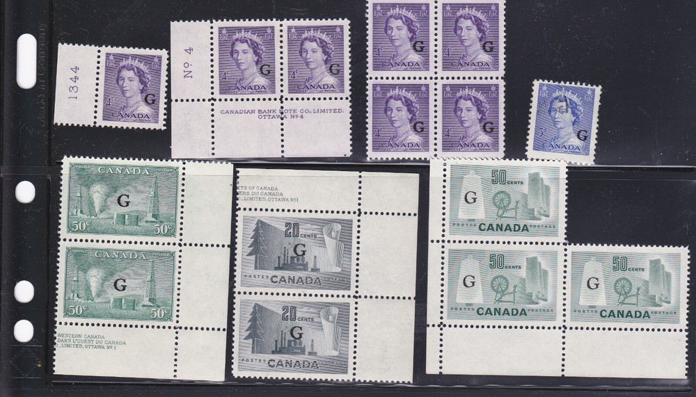 Canada "G" Overprinted Stamps
