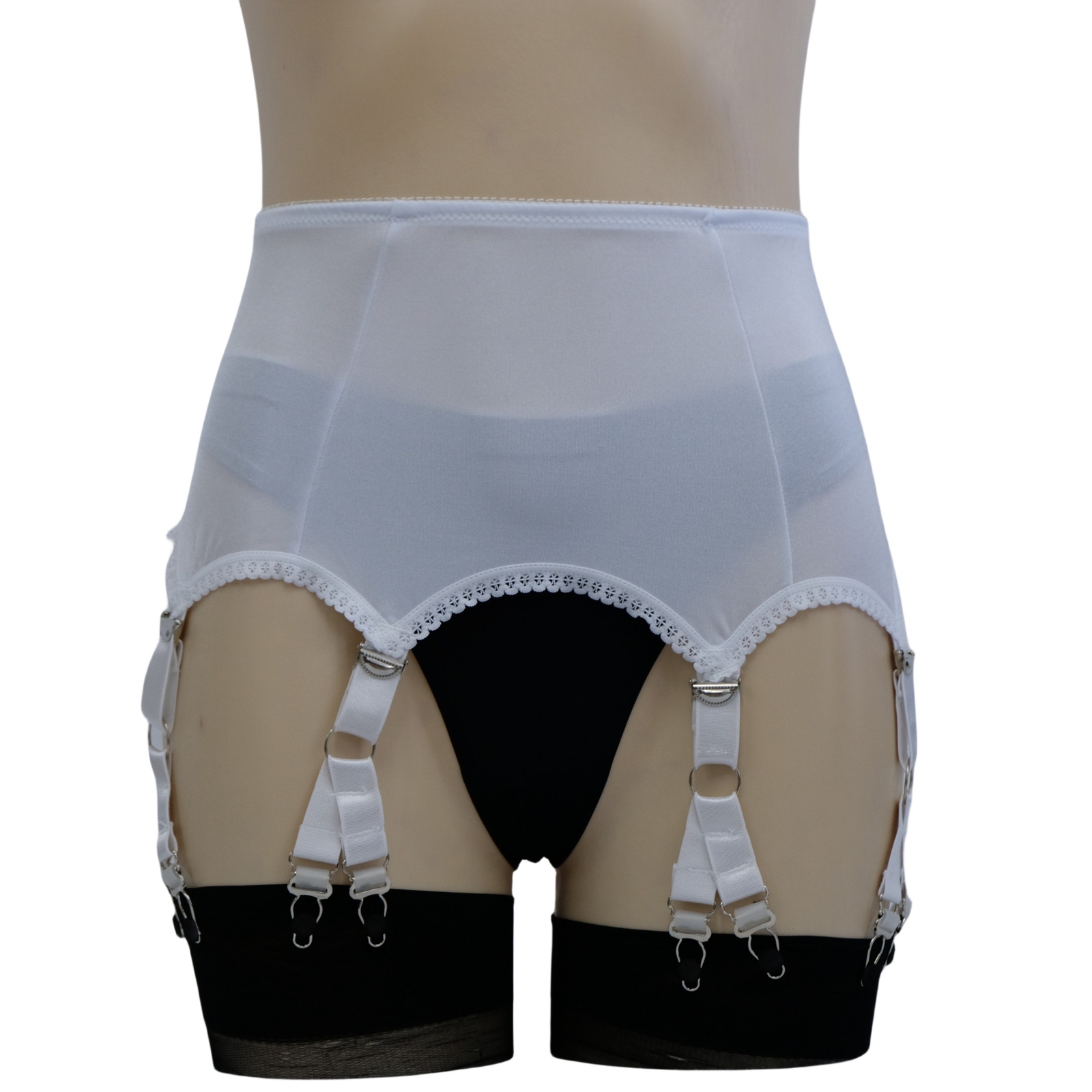 Luxallacki Stretchy 6 Straps Garter Belt with 12 Metal Claws for Women Lingerie