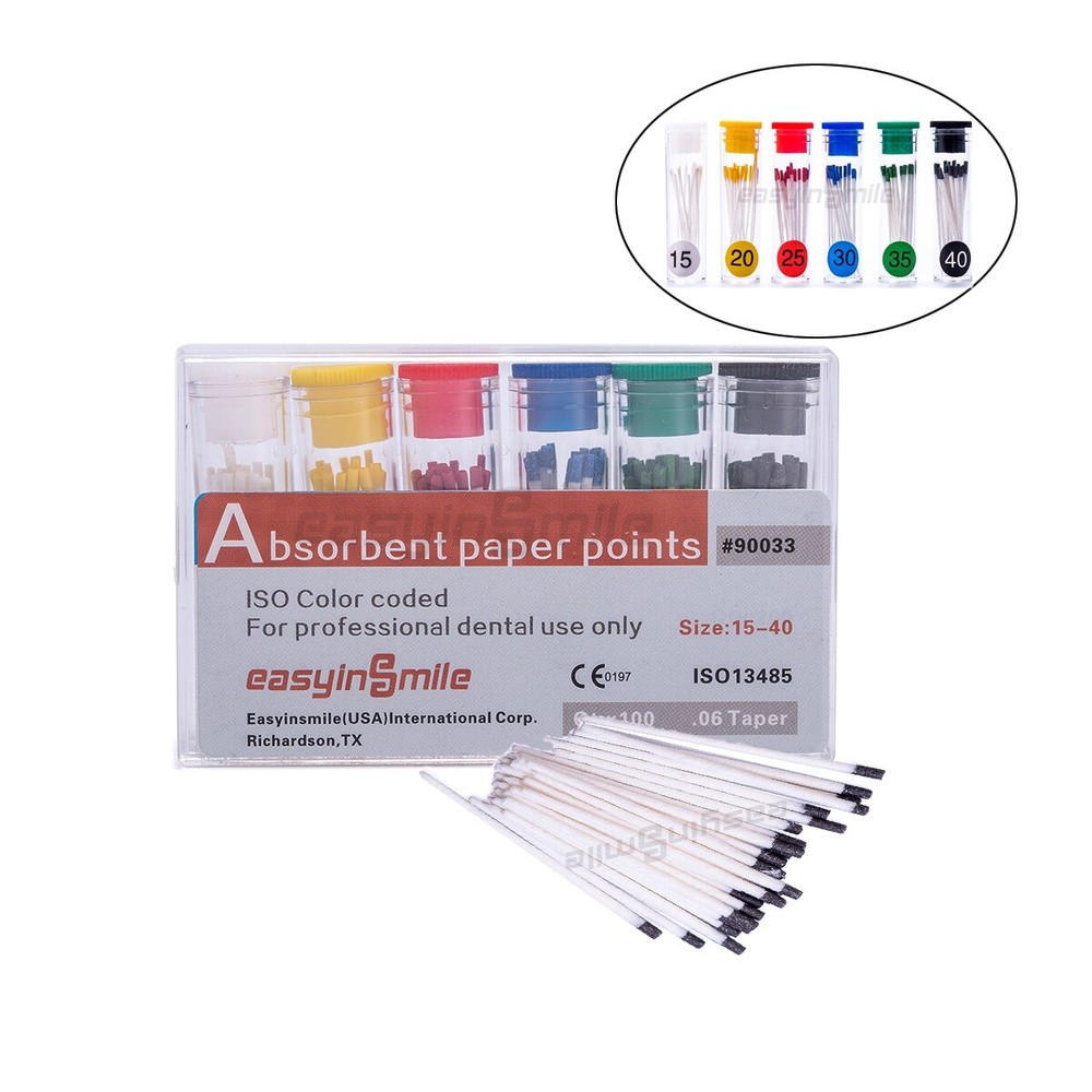 Dental Endodontic Absorbent Paper Points Assorted Color Coded .02/.04/.06 Taper