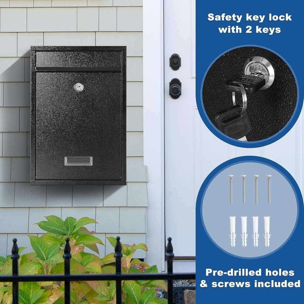 Durable Locking Mailbox with Modern Design - Secure Your Letters & Valuables