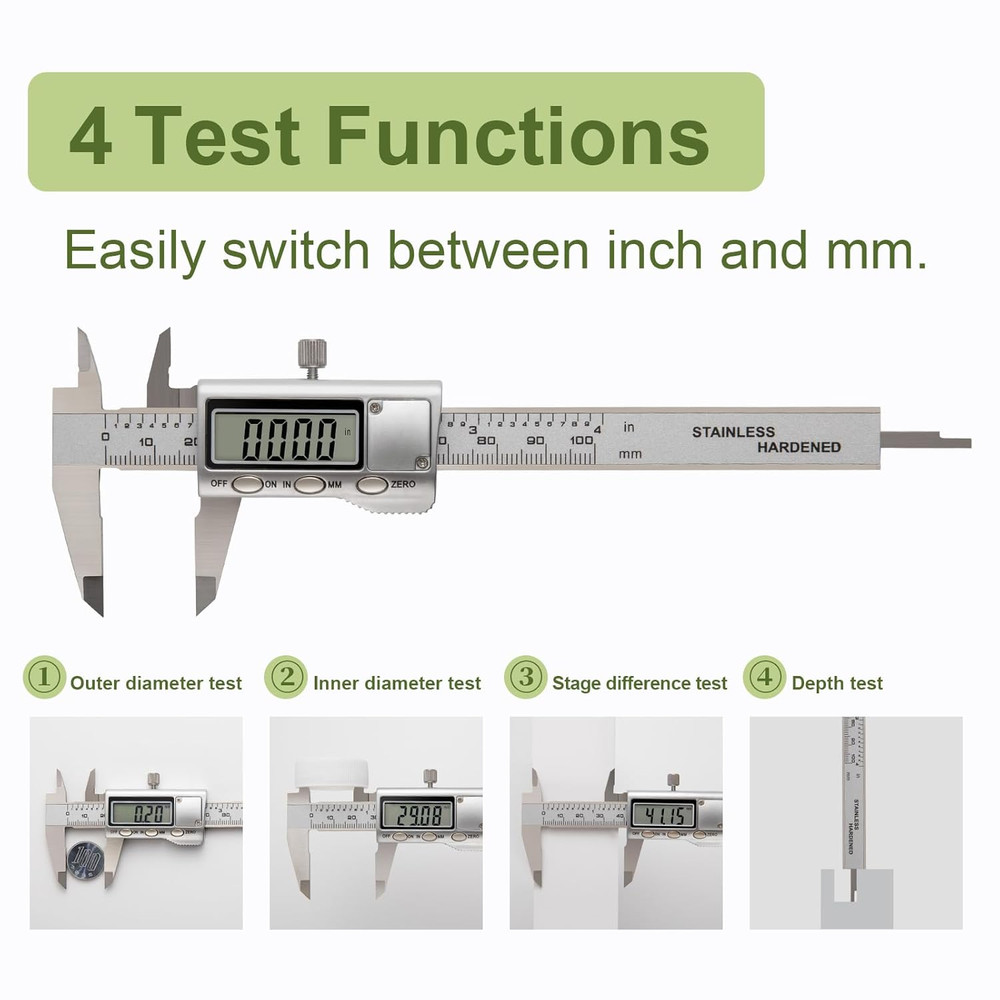 All-Metal Small Digital Caliper 0-4" Mini Measuring Tool, Micrometer Caliper wit
