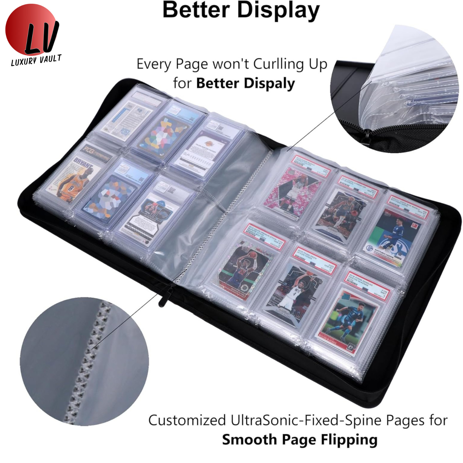 PSA Slab Binder 60 Card Holder Graded Card Album Display Case CGC BGS CSG Zipper