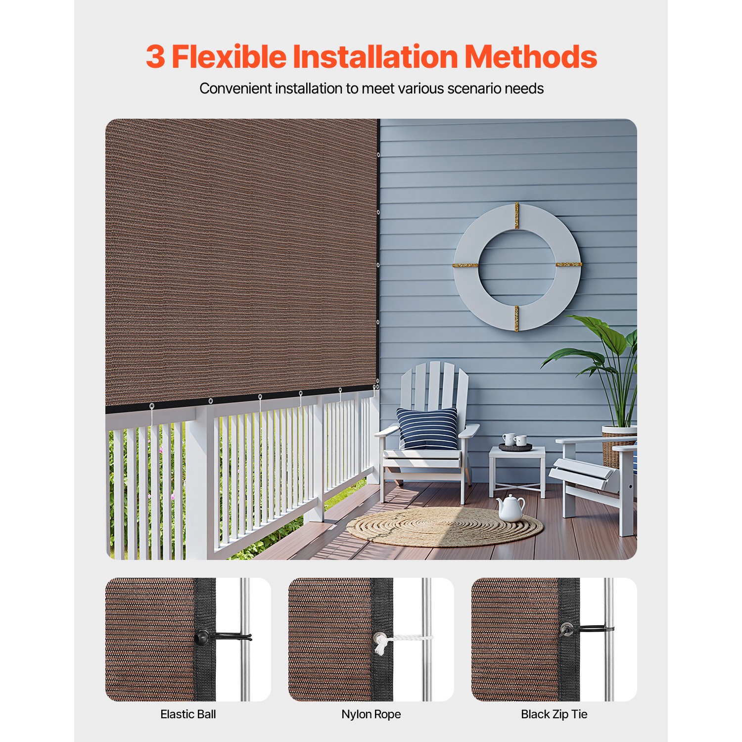 Uimoso 90% Sun Shade Cloth Privacy Screen 10 x 12 ft for Patio Garden (Brown)