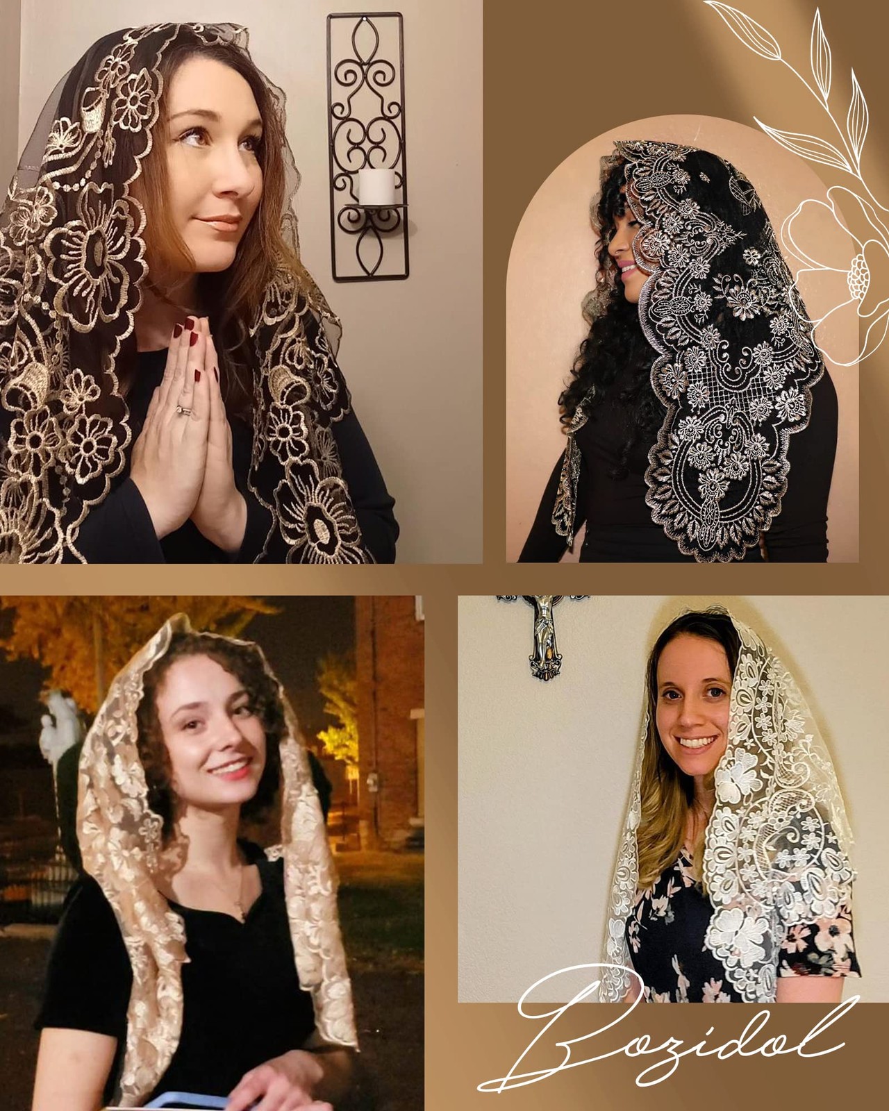 Catholic Church Mantilla Veils for Women Chapel Mass Christian Scarf Vintaged...