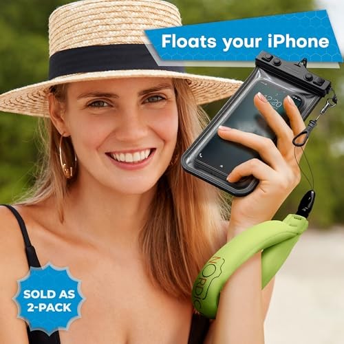Waterproof Camera Floaty (2-Pack) – Floating Strap for One Size Pink & Green