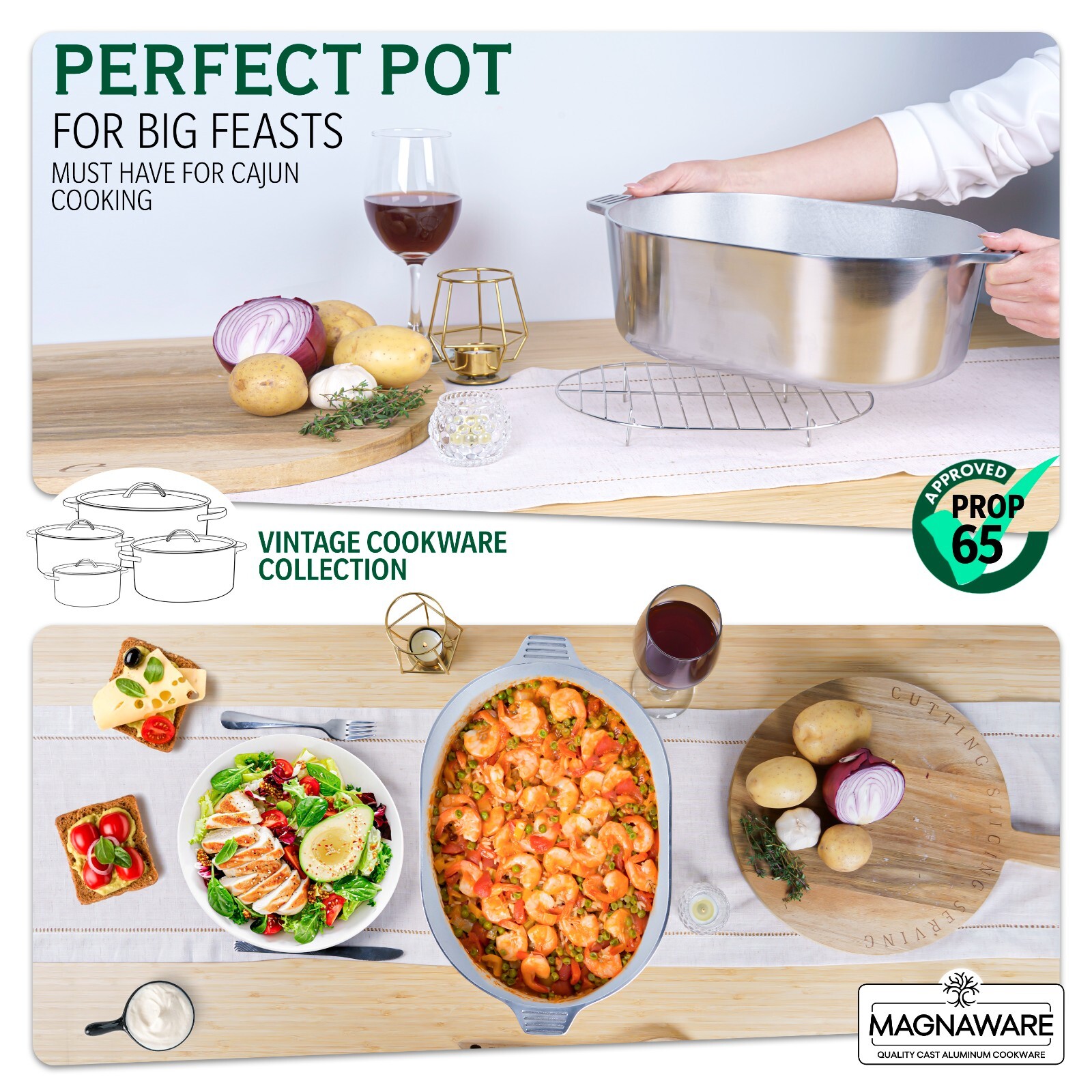 MAGNAWARE Quality Cast Aluminum Oval Dutch Oven - Lightweight Cajun Cookware