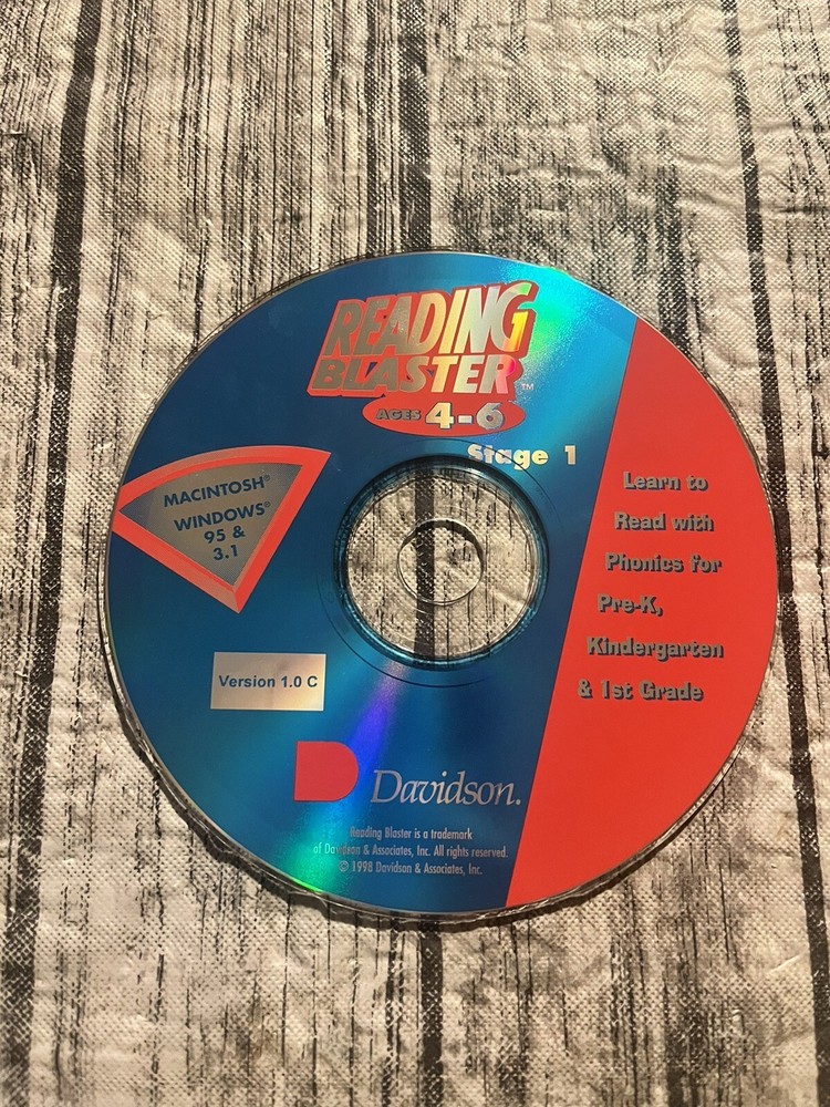 READING BLASTER AGES 4-6 Davidson Learning CD-ROM Game 2 Disc Set