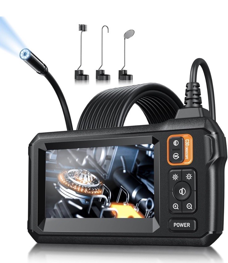 Endoscope Camera with Light, Inspection Borescope Camera with 4.3" IPS Screen...