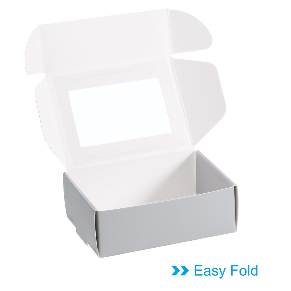 30Pack 3.5"x2.5"x1" Paper Soap Box with Window Soap Boxes Rectangle Silver