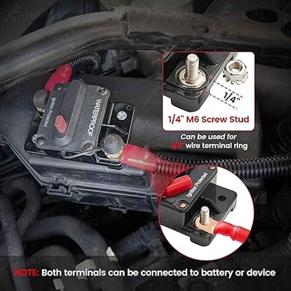 Two 30 amp circuit breakers for easy installation on trolling trailer vehicles
