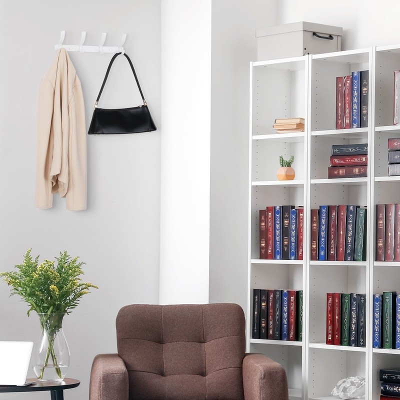 Wall Mounted Coat Hook Rack 4 Heavy Duty Hooks Space Saving Storage Solution New