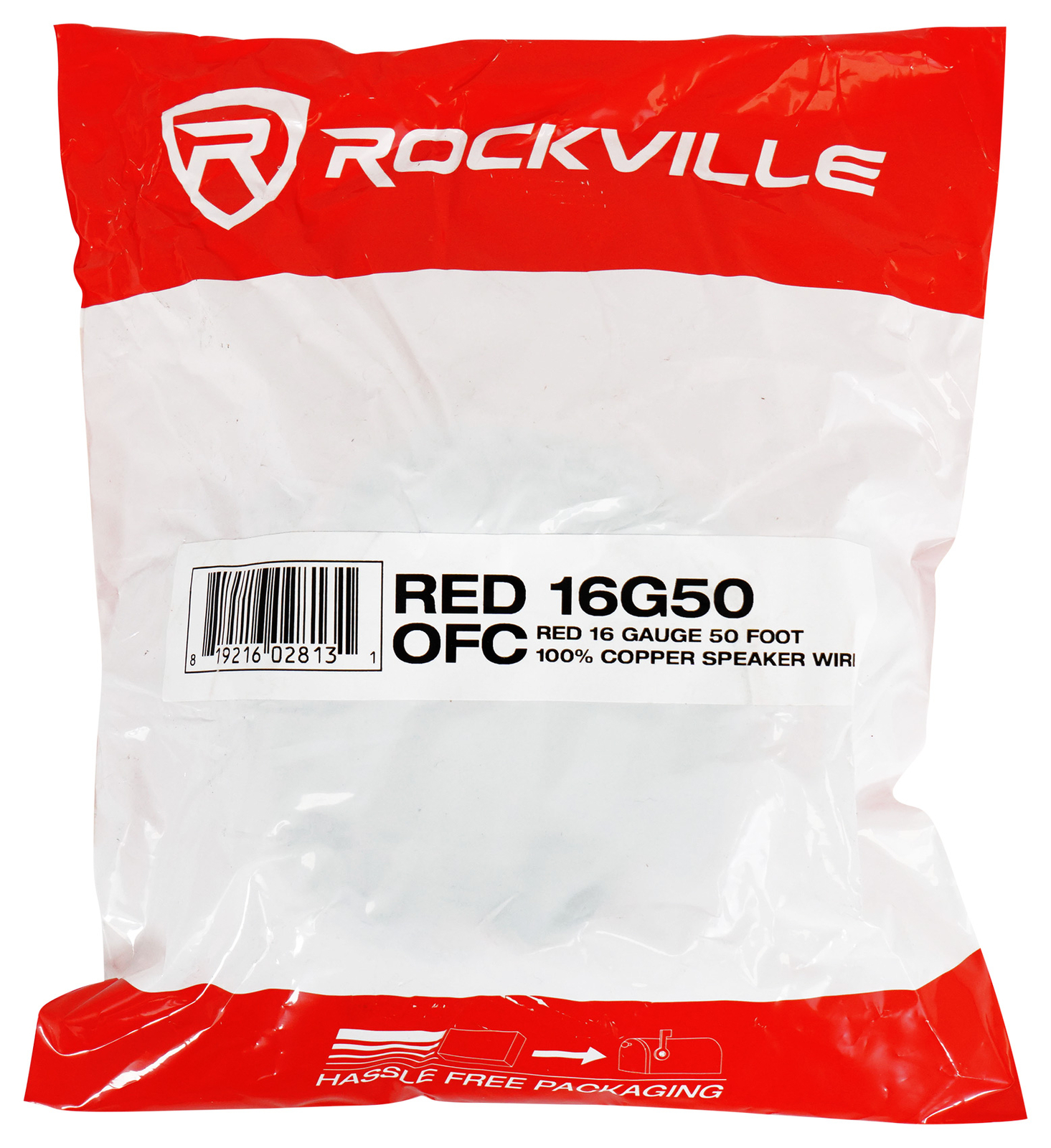 Rockville RED 16G50 OFC 16 Gauge 50 Foot 100% Copper Speaker Wire Car Audio