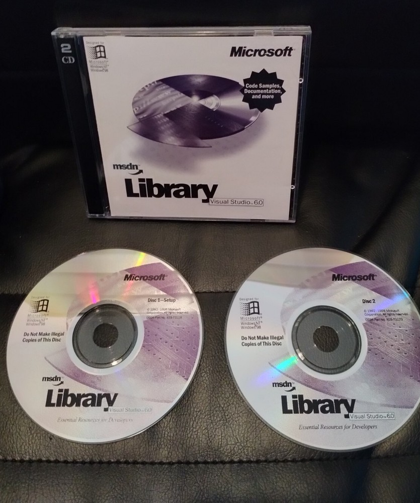 Microsoft Visual Studio Library Essential Resource Developers 6.0 MSDN 2CD Set