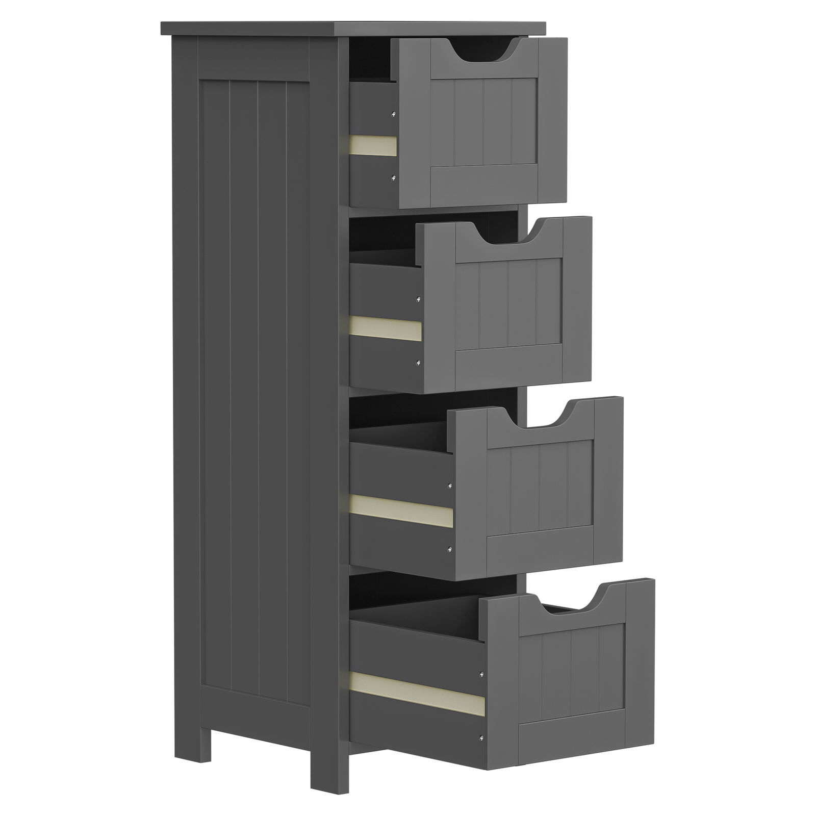Bathroom Floor Cabinet with 4 Drawers Sturdy Storage Organizer Cabinet Gray