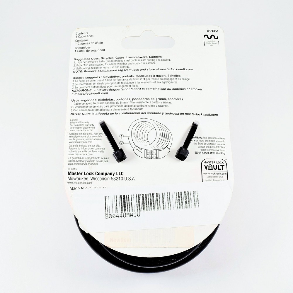 Master Lock 4ft Preset Combination Cable Lock #8143D