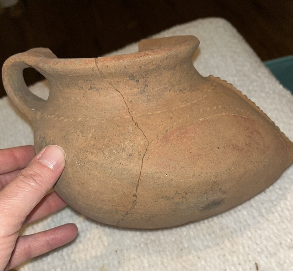 Broken Handmade Ceramic Mayan Shoe Vase 10”