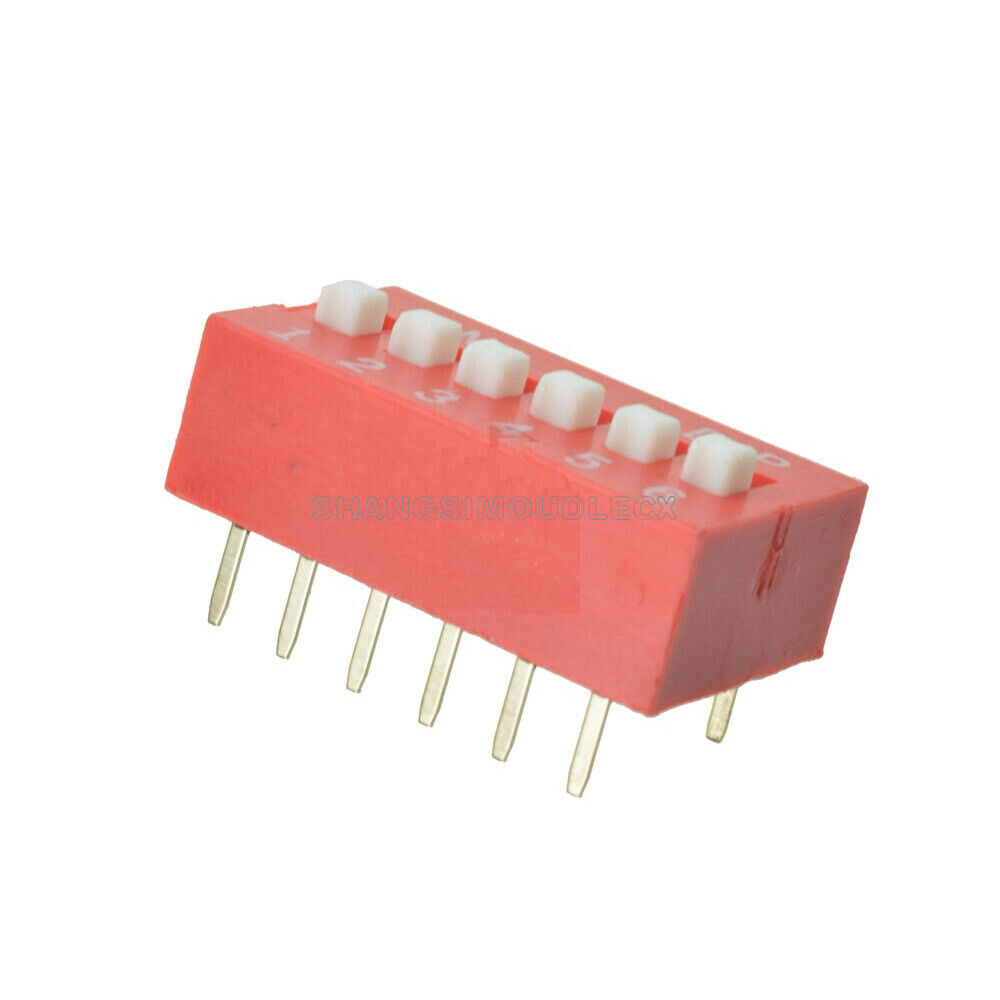 20PCS 2.54mm 6 Position Slide Type Switch Module 6-Bit DIP Red Pitch-