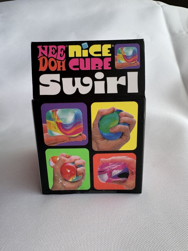 Nee Doh Nice Cube Swirl Super Solid Squish Squeeze Ball Multicolor