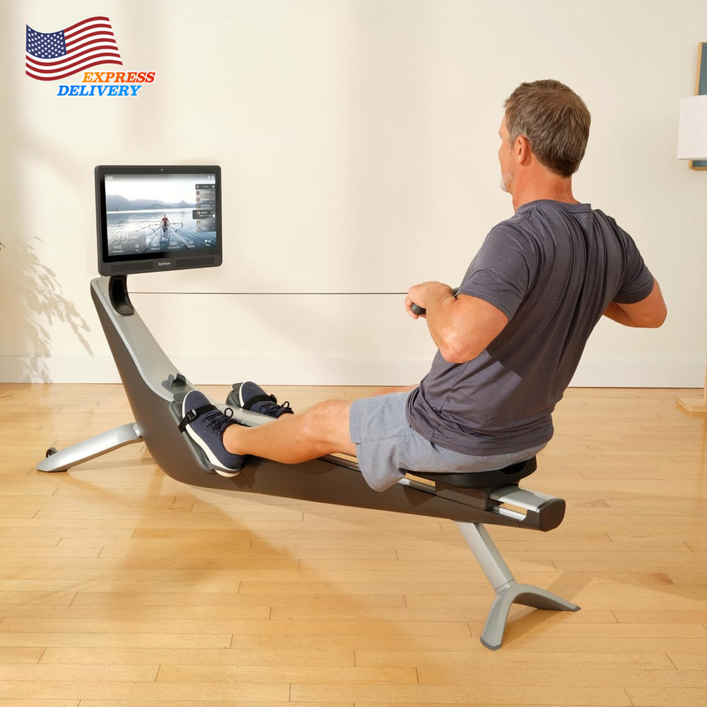 Origin Rowing Machine with Immersive 22" HD Rotating Screen Stows Upright