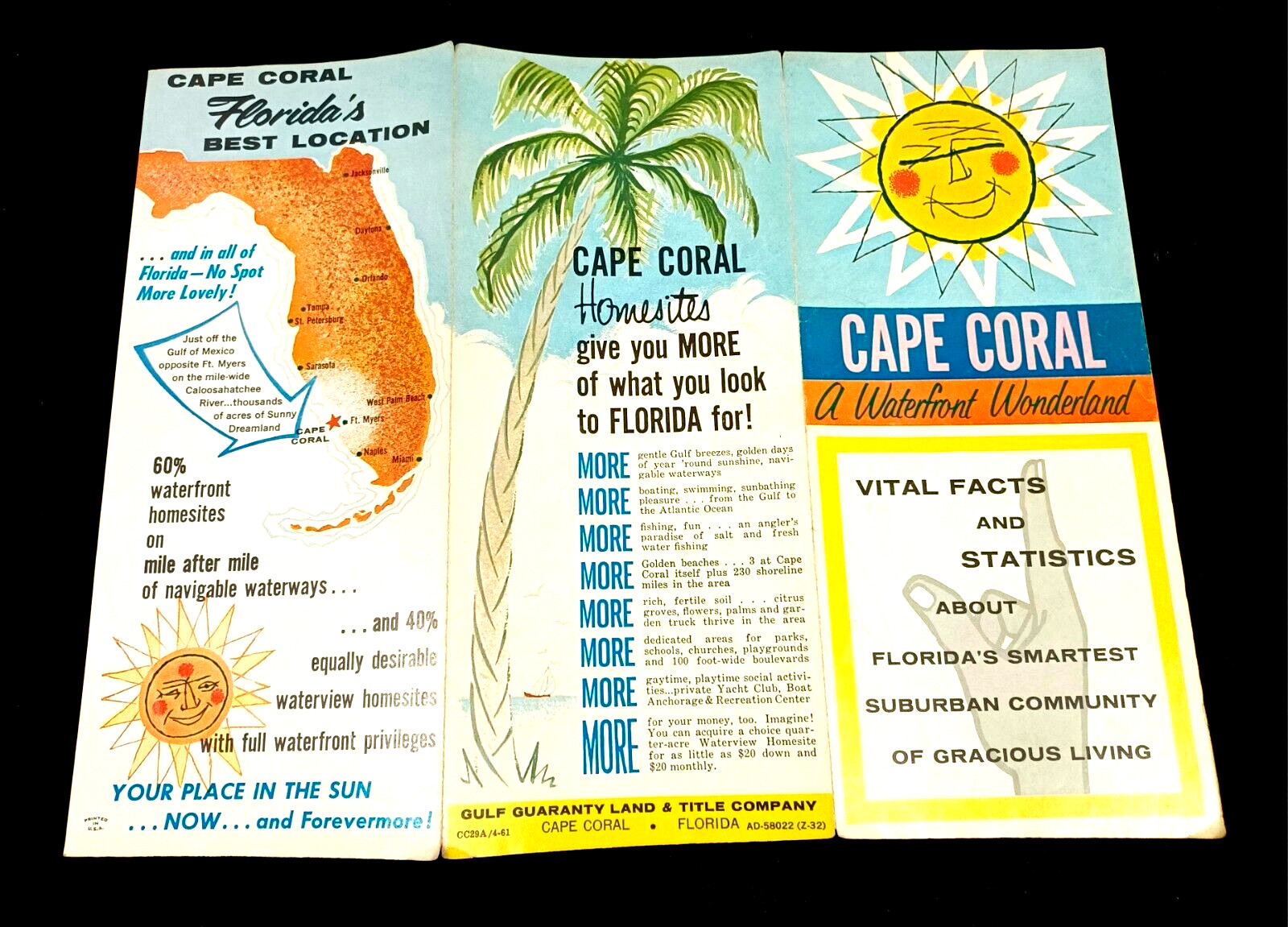 Vtg 1961 CAPE CORAL FLORIDA Brochure CALOOSAHATCHEE RIVER General Homesites Info