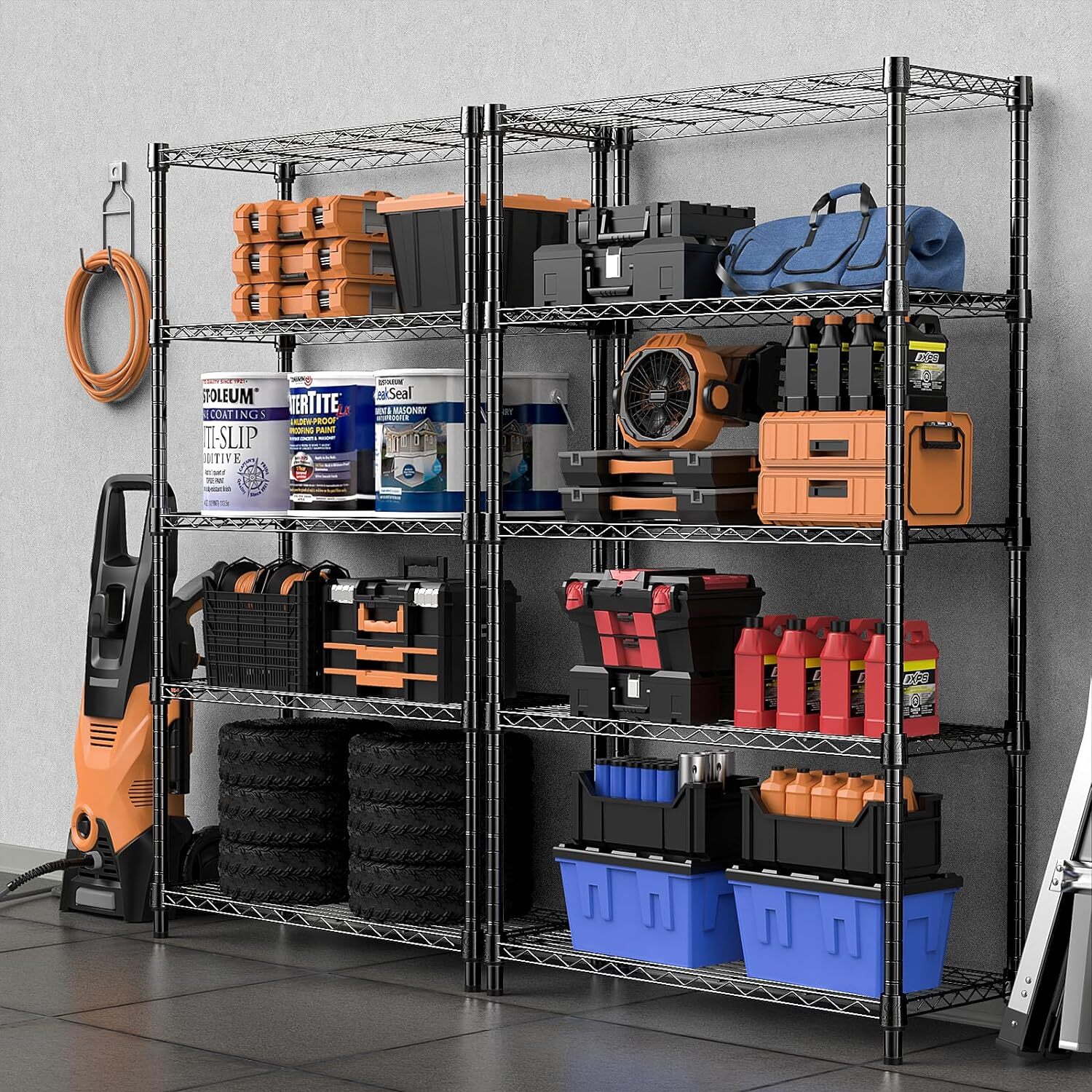 Heavy Duty 5 Tier Adjustable Metal Wire Shelves Storage Kitchen Garage Rack 63"