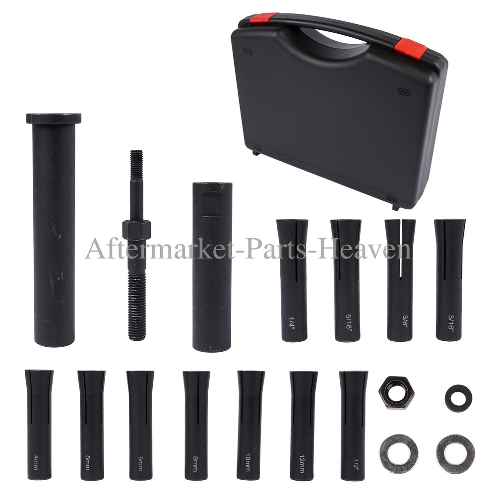 18pcs In-Line Dowel Pin Puller Master Set Includes Both SAE and Metric Collets