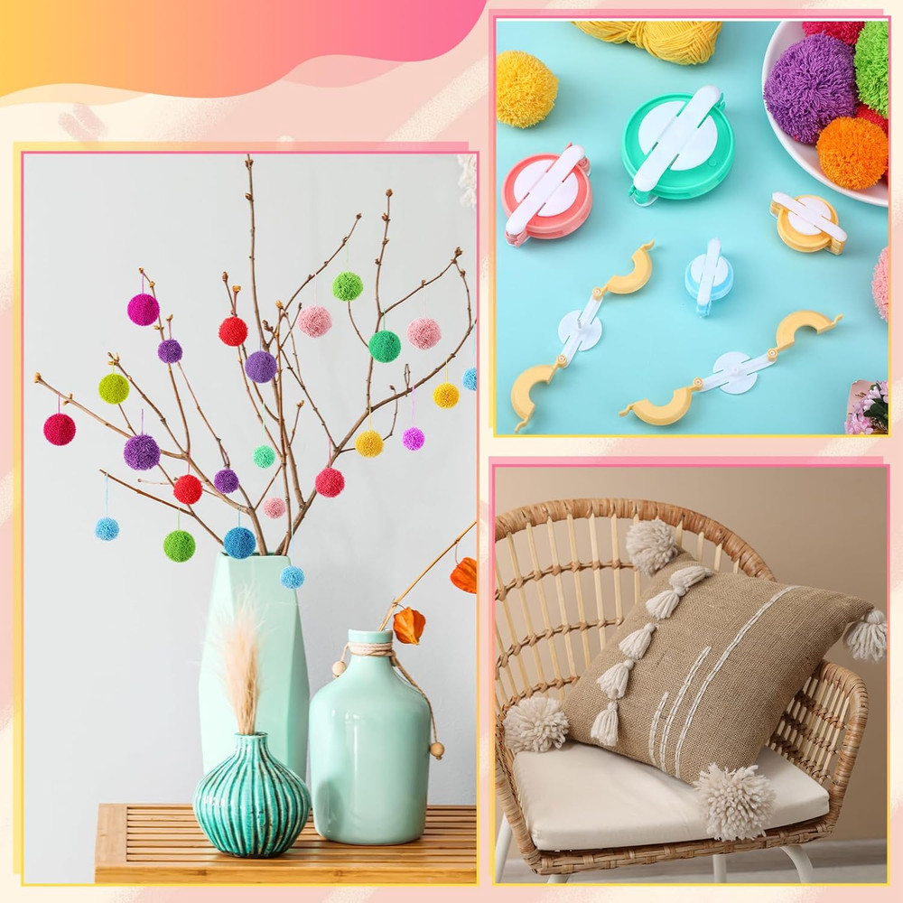 16 Pcs Pompom Makers Yarn 4 Different Sizes Maker Kit Craft Tool Set Fluff Ball