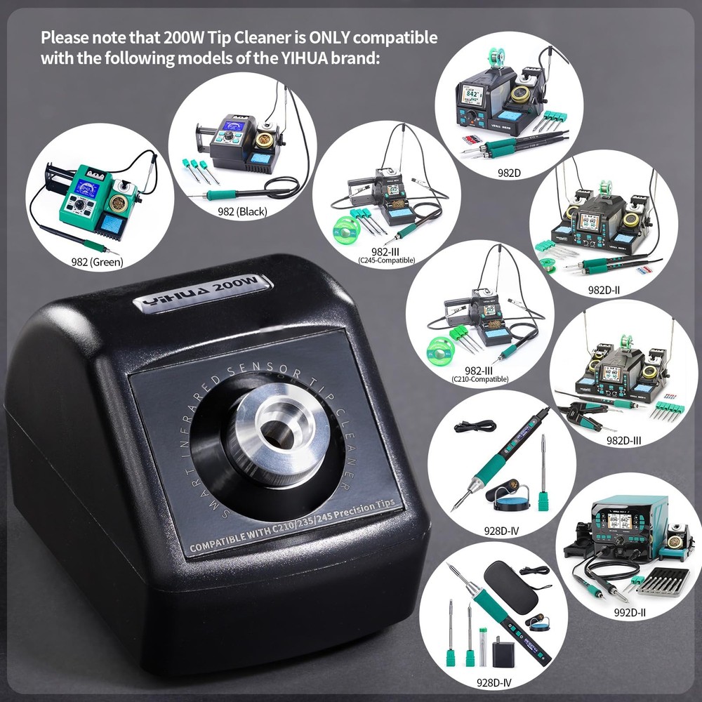 200W Motorized Soldering Tip Cleaner with Infra-red Sensor, 6 Brass...