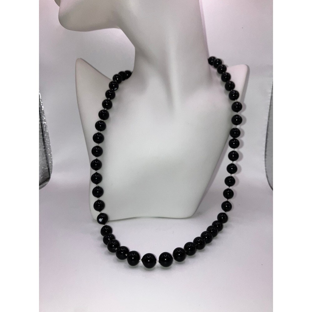 Black Distressed Beaded 24.25' Length Necklace!
