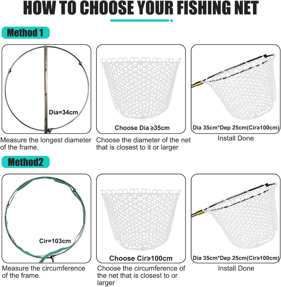 Fishing Landing Net Trout Net Replacement Netting with Rubber Mesh for