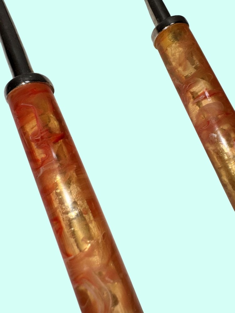 Vintage Serving Fork Spoon Set Marbled Resin Handles