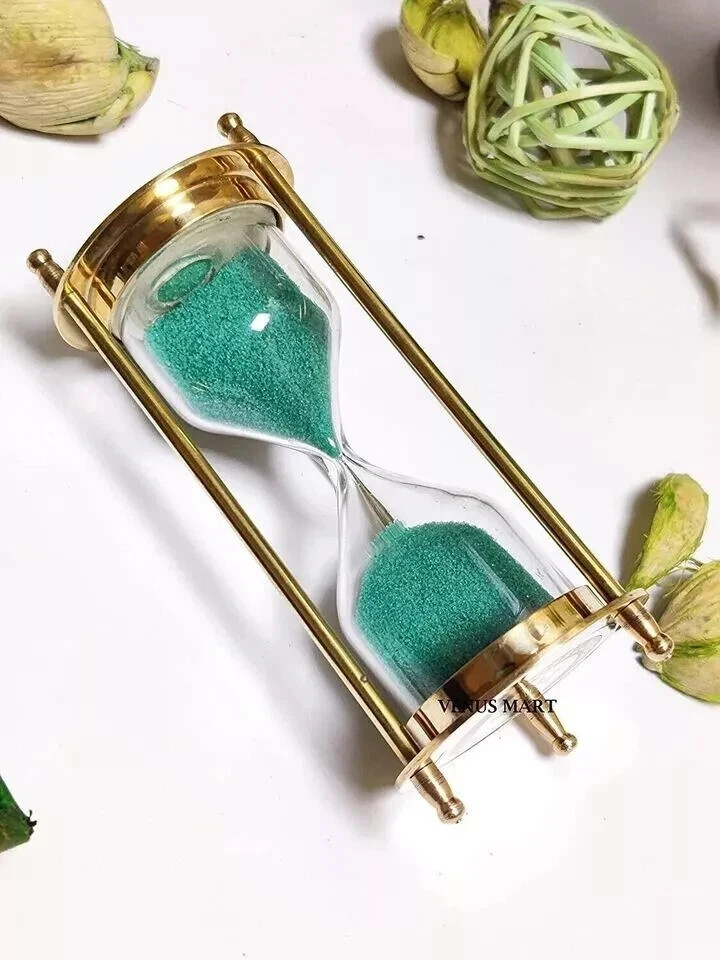 Brass Sand Timer Hourglass Sand Clock Timer 4" Height Vintage Decorative (2 Pack