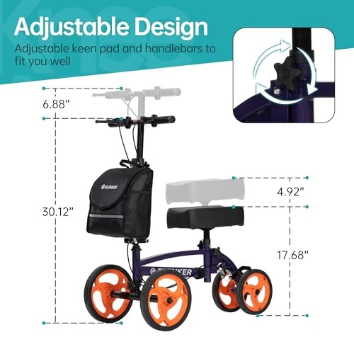 ELENKER STEERABLE KNEE SCOOTER FOLDABLE KNEE WALKER - PURPLE