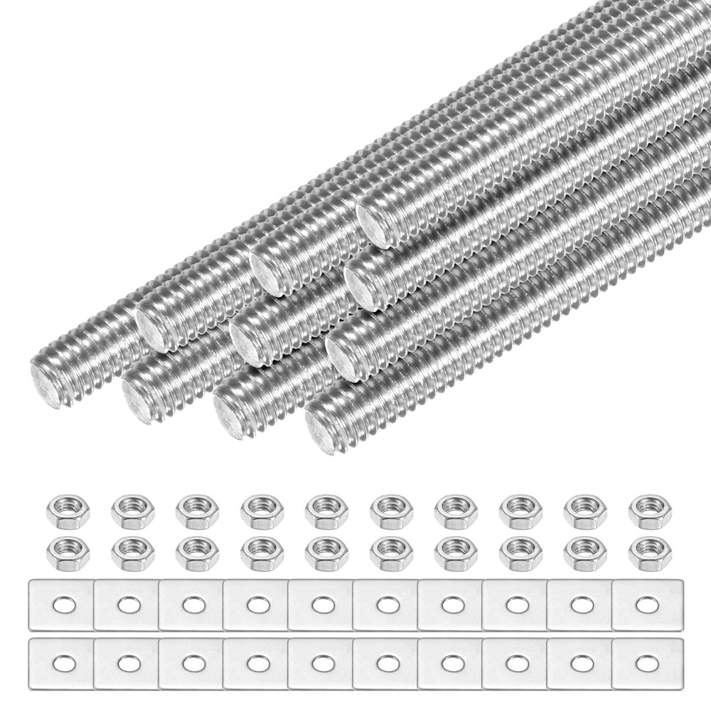 10-Set Fully Threaded Rod, M4x50mm Right Hand Thread Bar Studs with Nuts