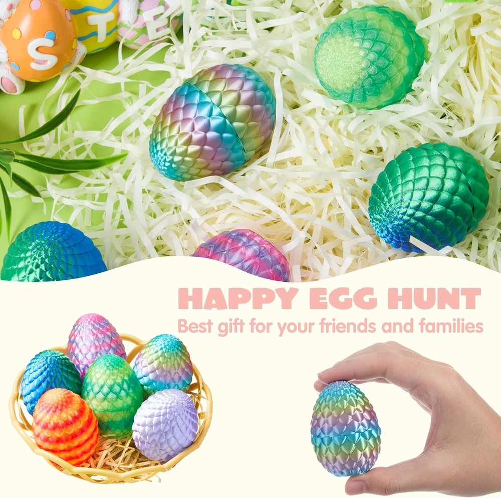 JOYIN 12 PCS Easter 3D Empty Eggs, 2.36" 3D Printed Dragon Empty Eggs Fillable E