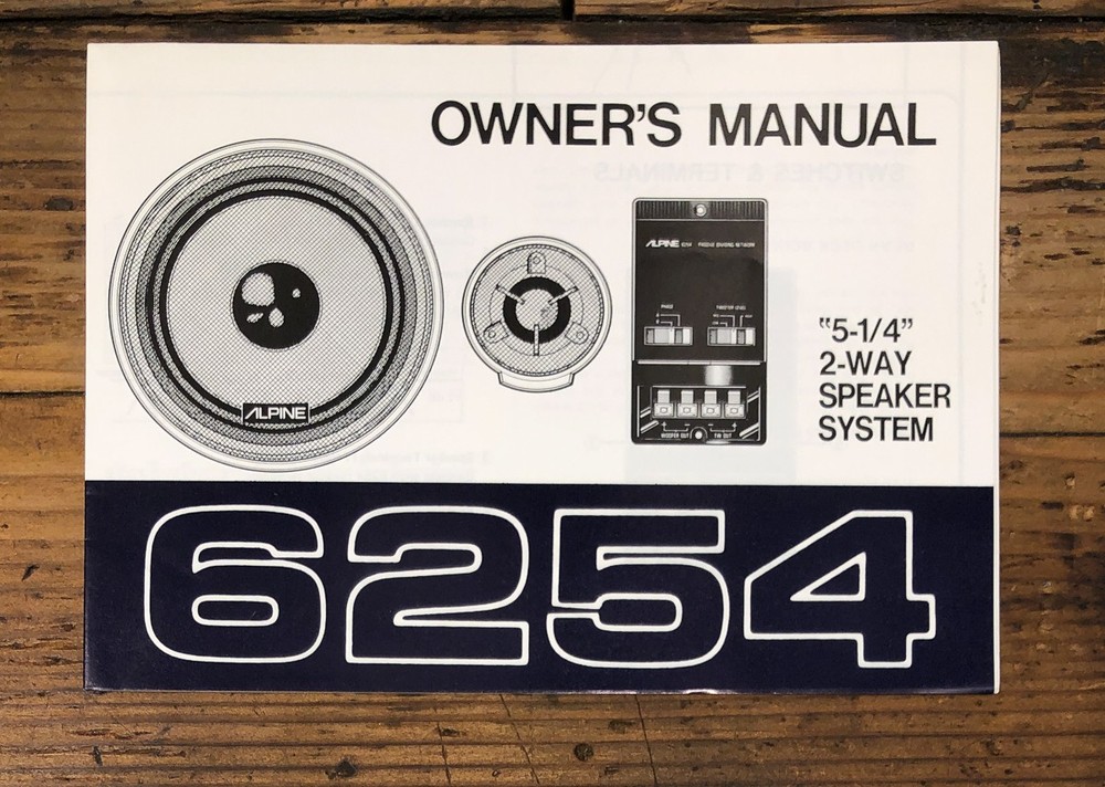 Alpine Model 6254 Speaker Owners / User Manual *Original*